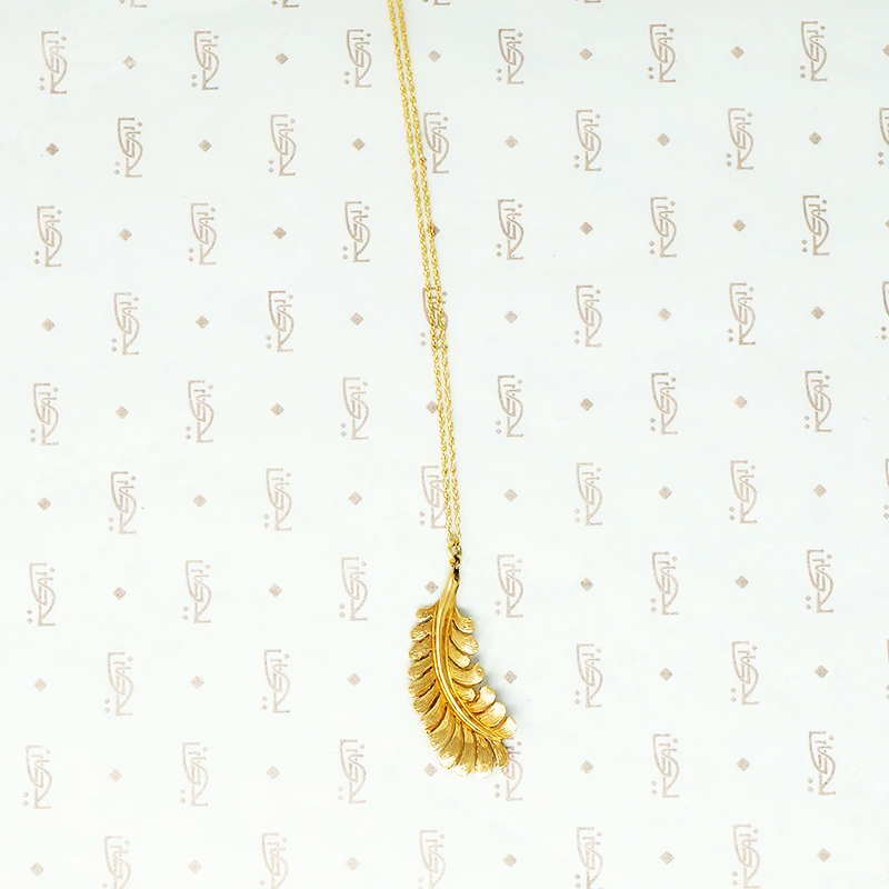 14k gold feather necklace