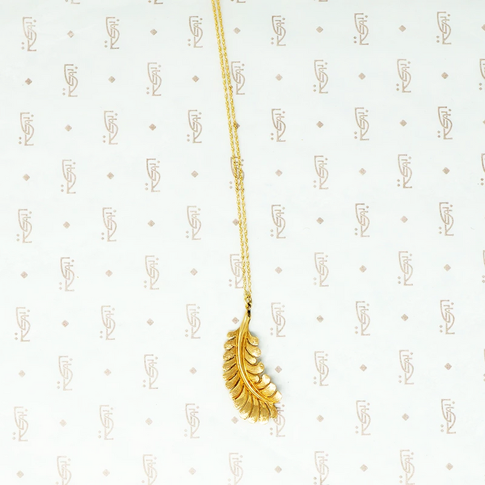 14k gold feather necklace