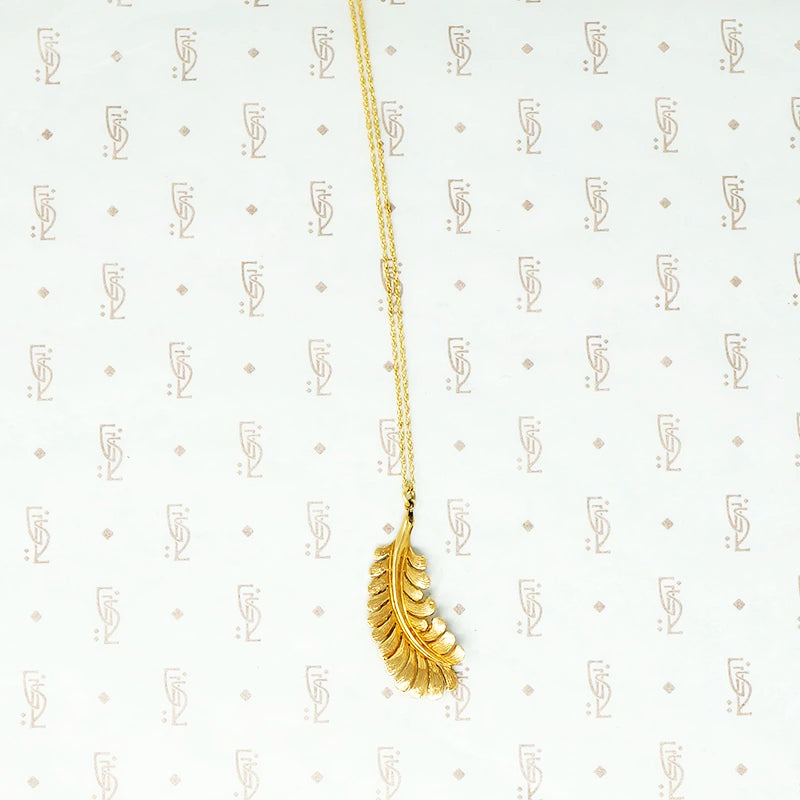 14k gold feather necklace