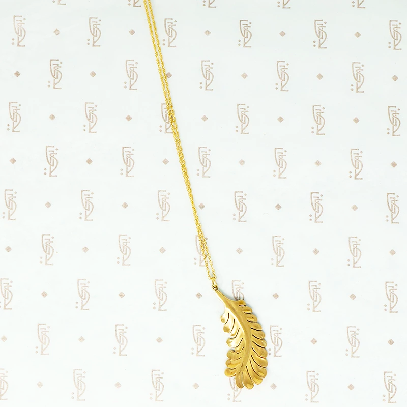 14k gold feather necklace reverse