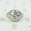 deco platinum filigree diamond set dome ring