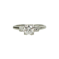 Three Stone Vintage Platinum and Diamond Engagement Ring