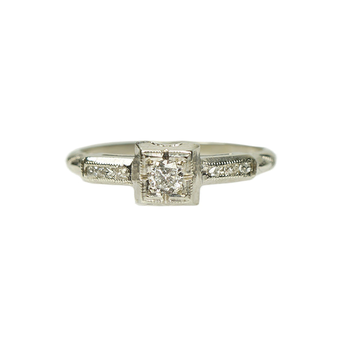 Vintage Engagement Ring with French Cut Diamonds