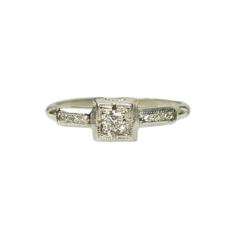 Vintage Engagement Ring with French Cut Diamonds
