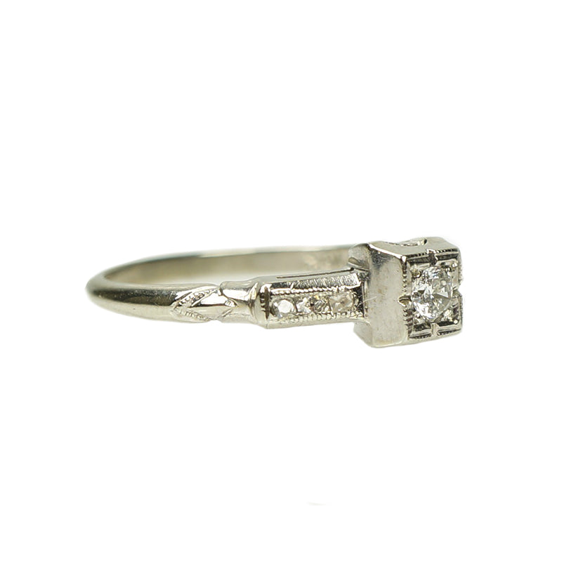 Vintage Engagement Ring with French Cut Diamonds
