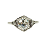 Platinum Filigree Old Euro Diamond Ring