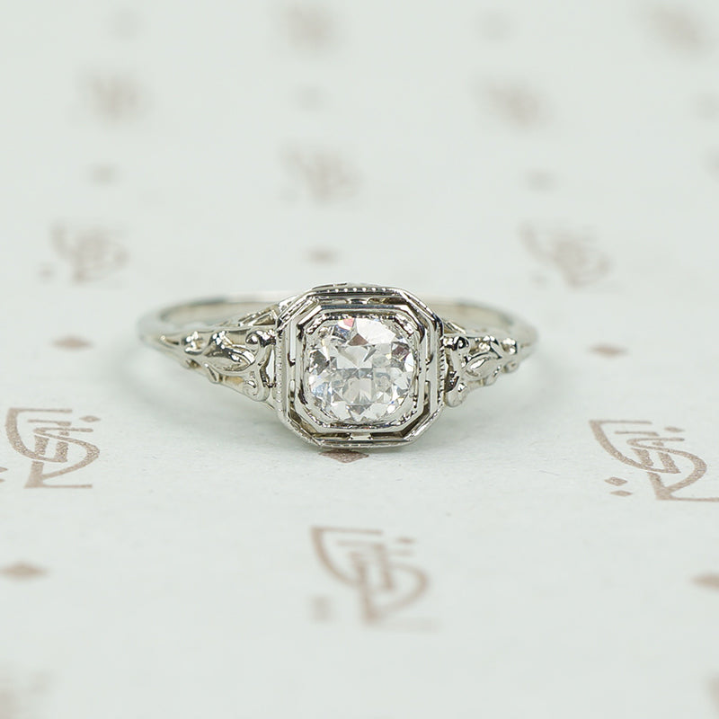Perfect Deco Filigree Engagement Ring