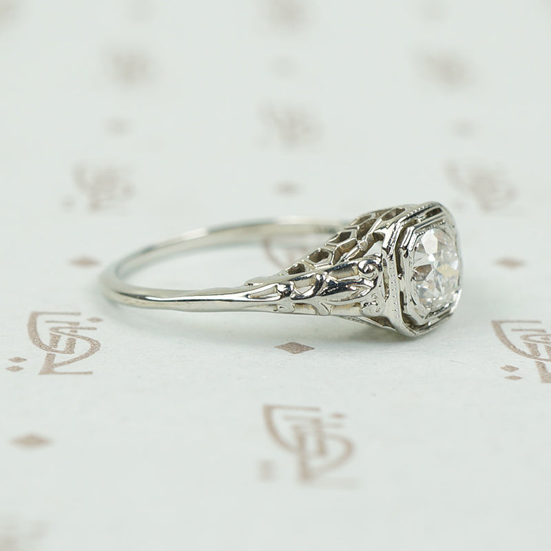 Perfect Deco Filigree Engagement Ring