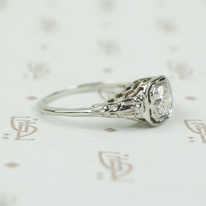 Perfect Deco Filigree Engagement Ring