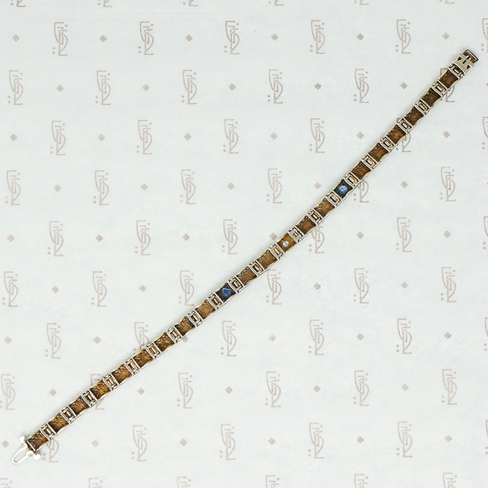 1920's White Gold Sapphire and Diamond Filigree Bracelet