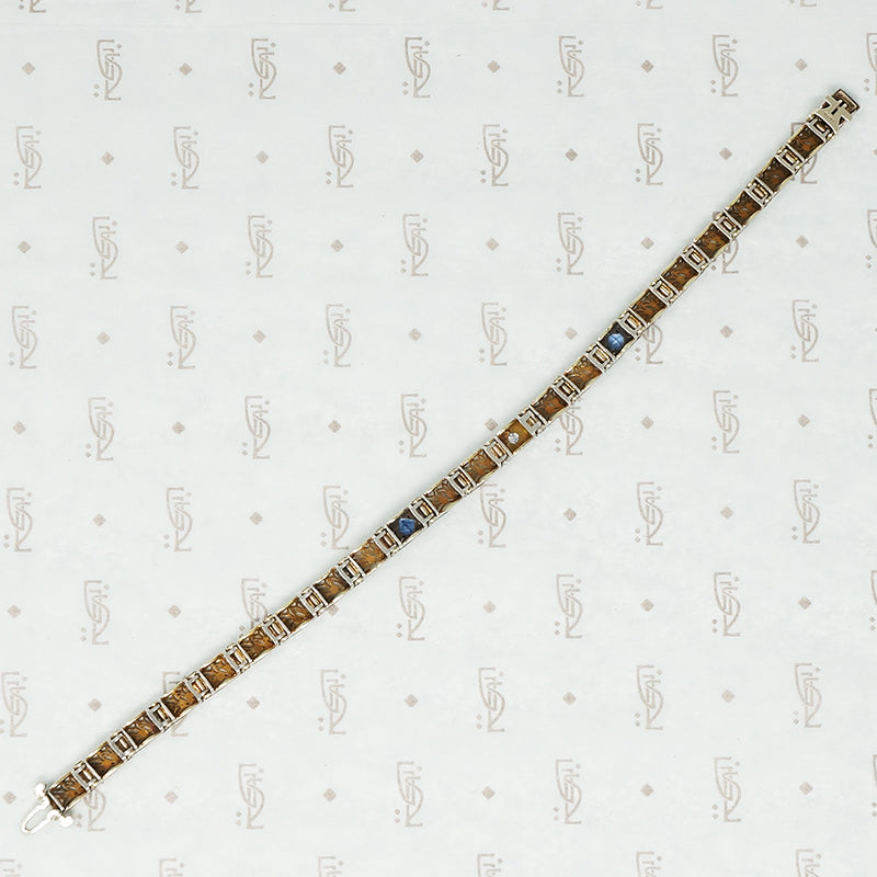 1920's White Gold Sapphire and Diamond Filigree Bracelet