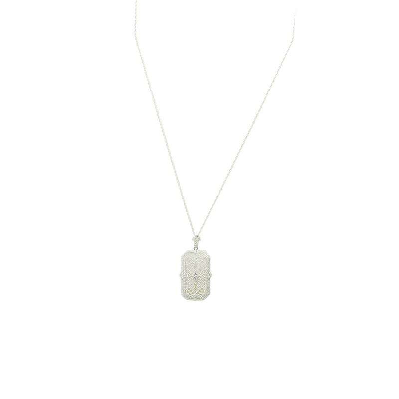 Stunning Filigree and Caphor Glass Pendant circa 1920