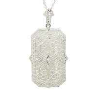 Stunning Filigree and Caphor Glass Pendant circa 1920