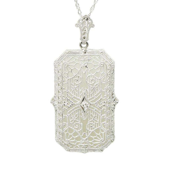 Stunning Filigree and Caphor Glass Pendant circa 1920