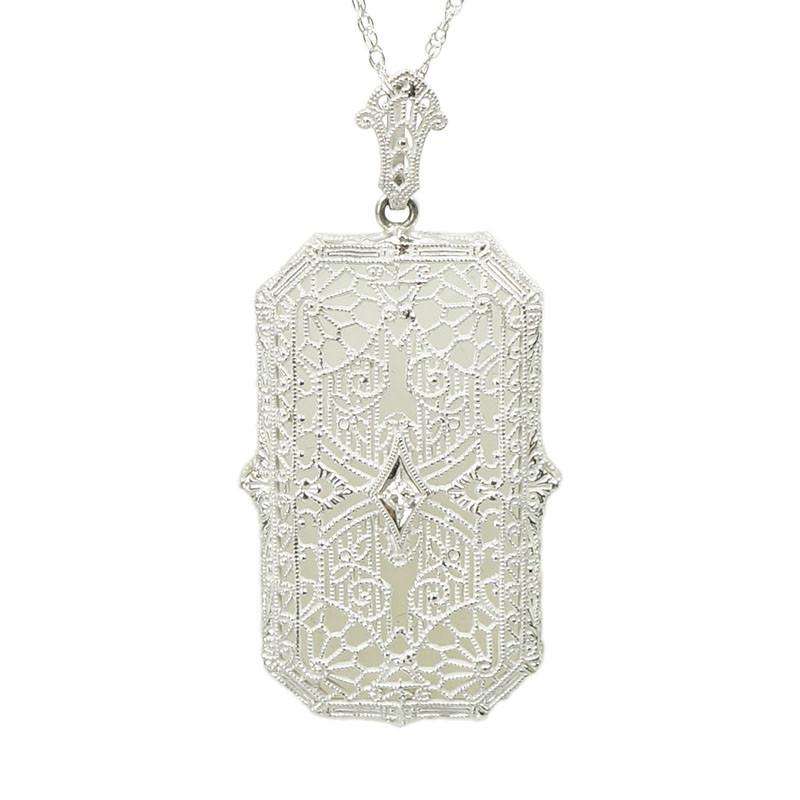 Stunning Filigree and Caphor Glass Pendant circa 1920