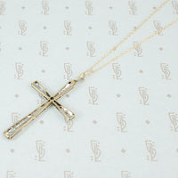 platinum on gold filigree rose cut diamond cross back view