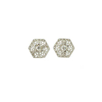White Gold Filigree Diamond Stud Earrings