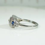 Deco Diamond and Sapphire Filigree Ring