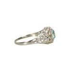 vintage 20s white gold filigree natural blue zircon alternative engagement ring