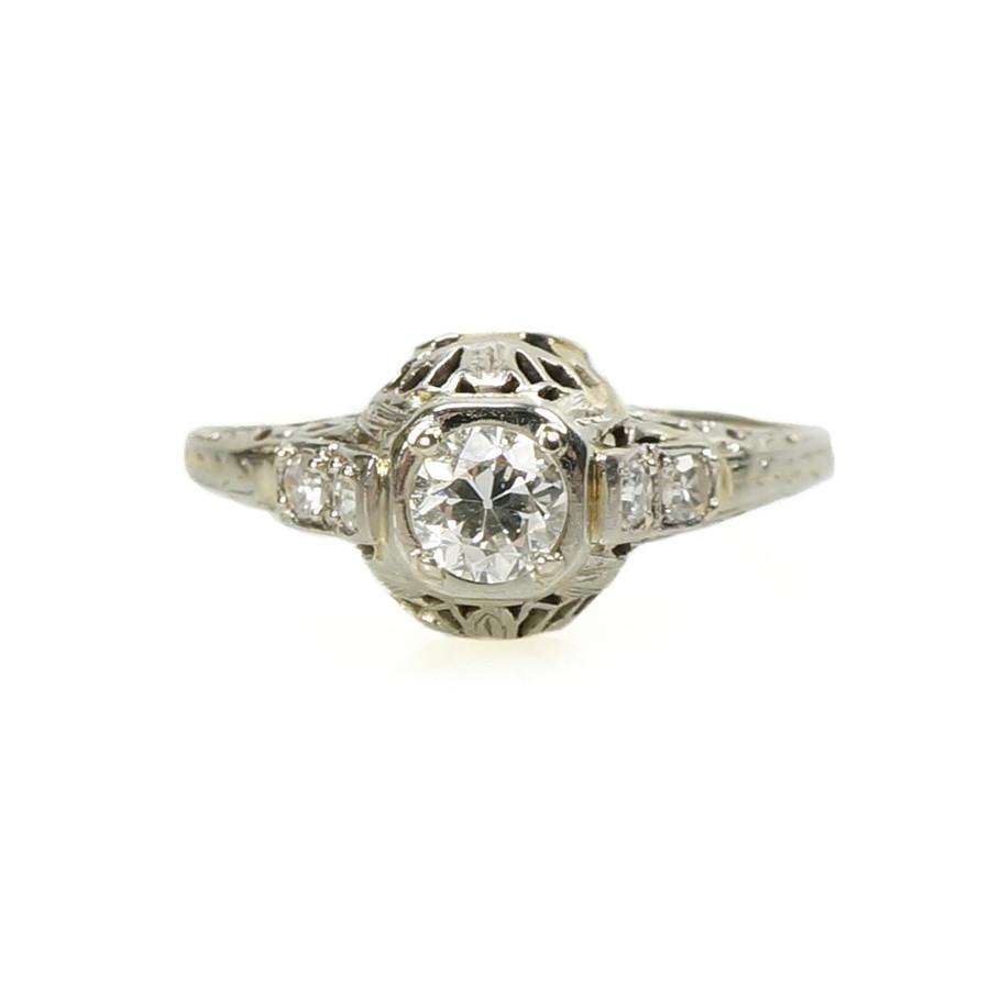 Vintage Art Deco Filigree Diamond Engagement Ring