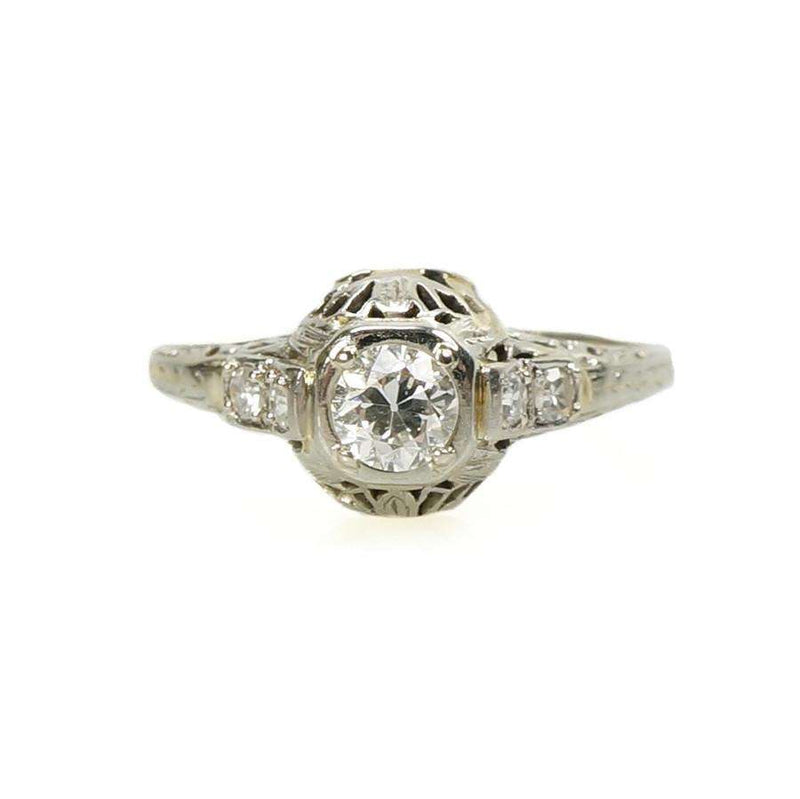 Vintage Art Deco Filigree Diamond Engagement Ring