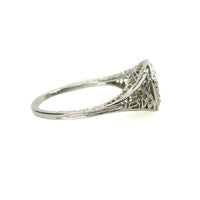 Vintage White Gold Filigree Sapphire Ring