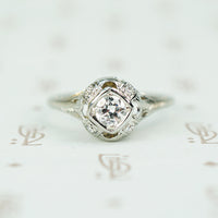 18k white gold filigree diamond engagement ring circa 1920