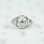 1920's white gold filigree diamond ring 