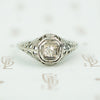 1920's 18k white gold filigree diamond ring