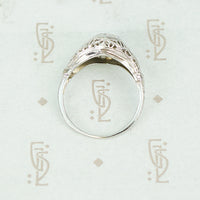 Vintage 1920's White Gold Filigree Diamond Ring