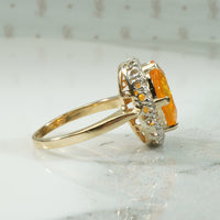Diamond Halo Fire Opal Ring