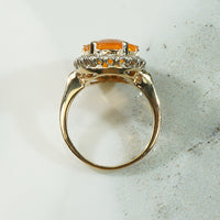 Diamond Halo Fire Opal Ring