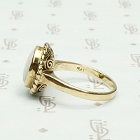 Oval Opal Ring with Gold Rope Detail, side view