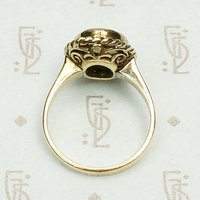 Oval Opal Ring with Gold Rope Detail, top view