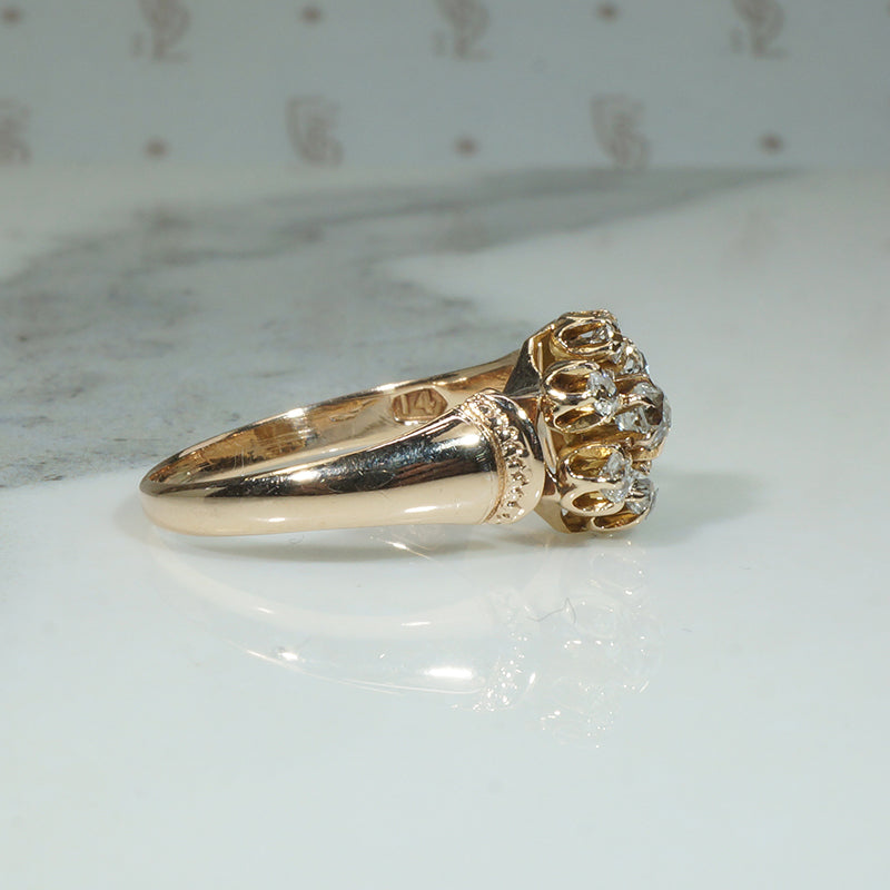 Very Victorian Old Mine Cut Diamond Cluster Ring