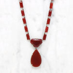 Glamorous Carnelian-Colored Glass Czech Necklace