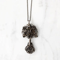 Early 1800s Gem Set Silver Filigree Austro-Hungarian Pendant