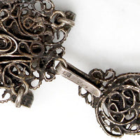 Early 1800s Gem Set Silver Filigree Austro-Hungarian Pendant