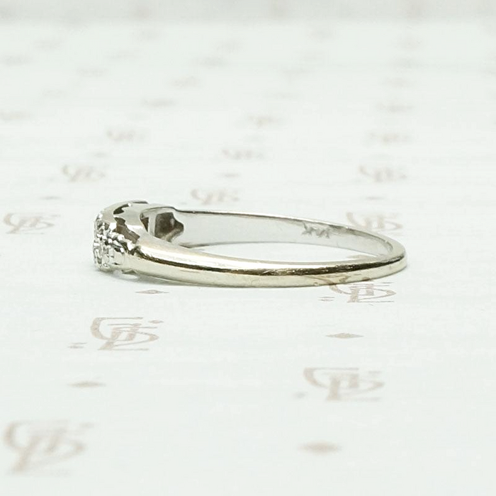 One Dozen Diamond Band in White Gold, side view