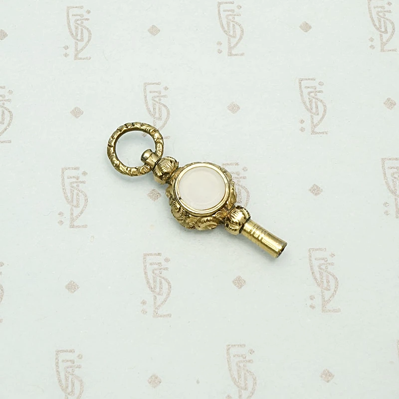 Carnelian & Chalcedony Set Engraved Watch Key