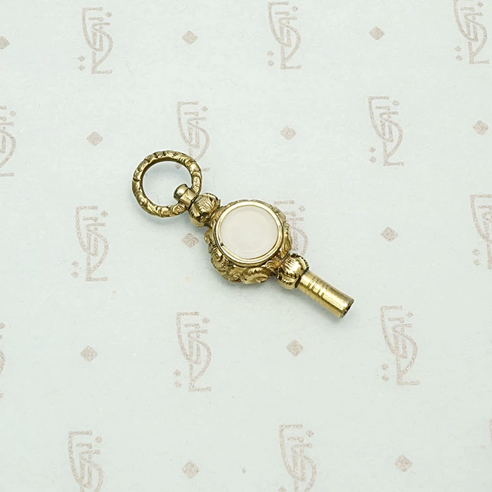 Carnelian & Chalcedony Set Engraved Watch Key
