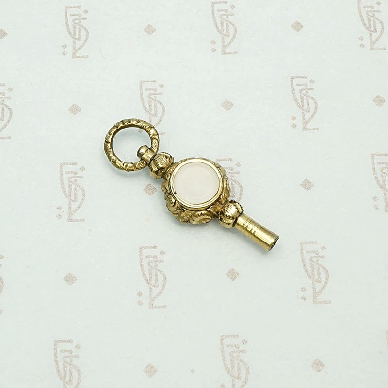 Carnelian & Chalcedony Set Engraved Watch Key