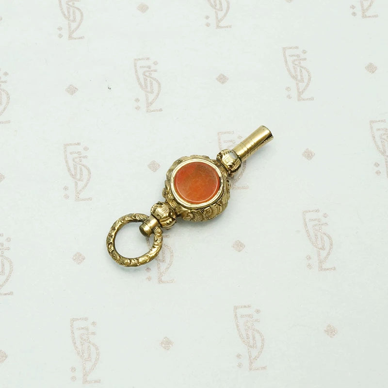 Carnelian & Chalcedony Set Engraved Watch Key