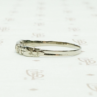 Bow and Flowers White Gold and Diamond Band, right view.