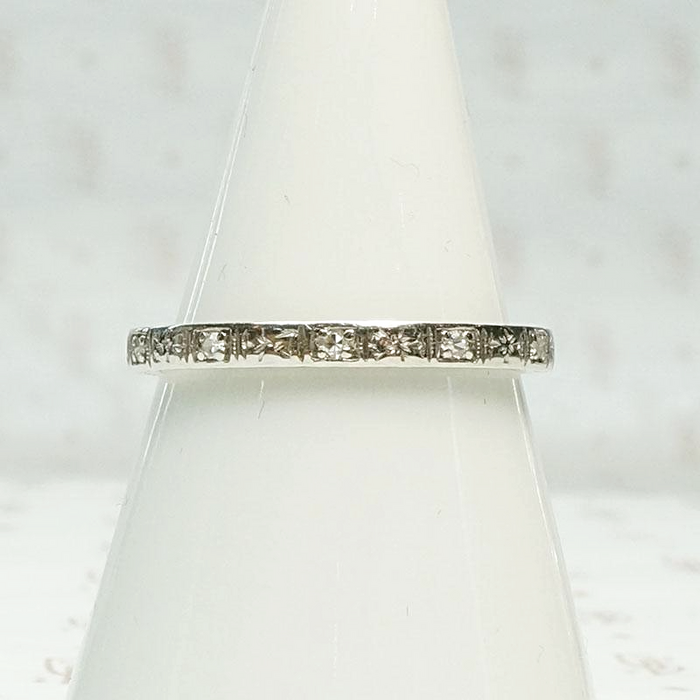 Richly Detailed Art Deco Diamond Wedding Band