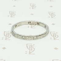 Richly Detailed Art Deco Diamond Wedding Band, side view.
