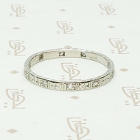 Richly Detailed Art Deco Diamond Wedding Band, other side view.