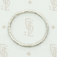 Richly Detailed Art Deco Diamond Wedding Band, top view.
