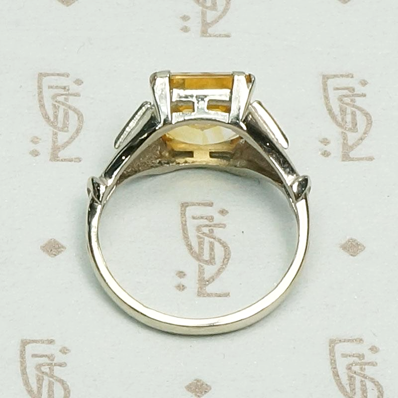Sunny Citrine Art Deco Cocktail Ring