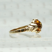 Golden Citrine Solitaire in Feathered Gold Setting, right view